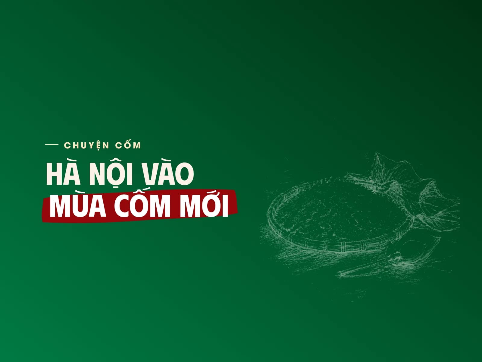 Tranh chì một nia tre rộng đầy cốm non xanh trên nền xanh cốm, chữ Hà Nội vào mùa cốm mới