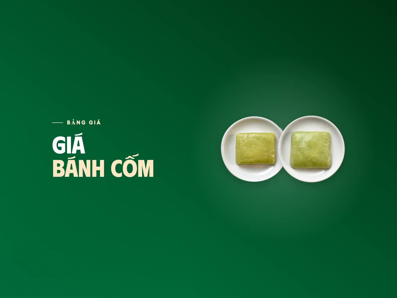 Đĩa bánh cốm truyền thống và đĩa bánh cốm sen trên nền xanh cốm, chữ Giá bánh cốm
